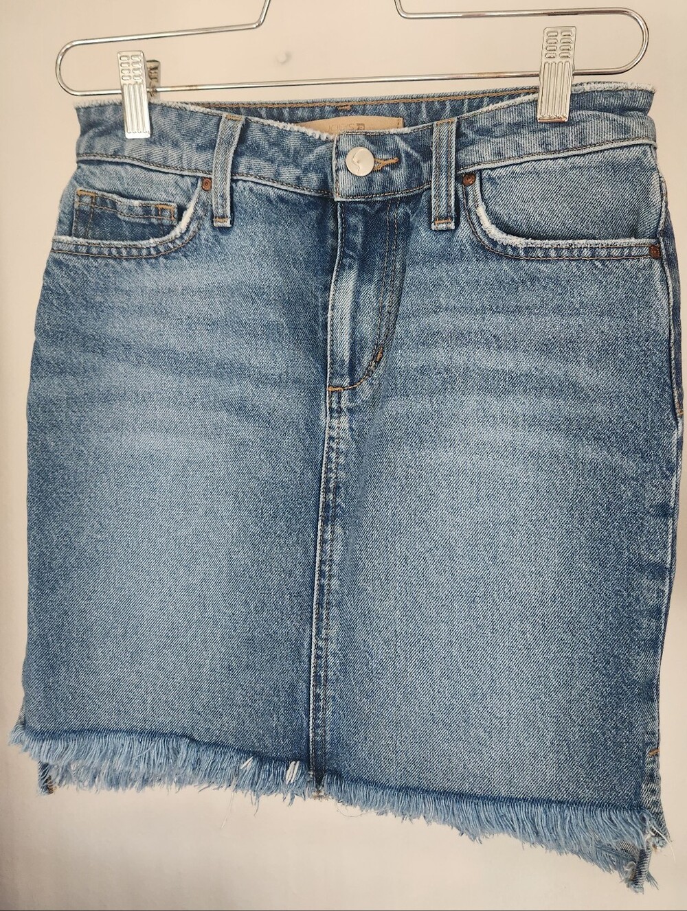 Joe's Classic Light Wash Denim Mini Skirt - Frayed Hem